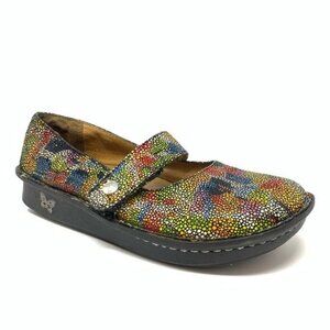 Alegria Feliz Mary Jane Painterly Size 6 Abstract Leather Adjustable Strap
